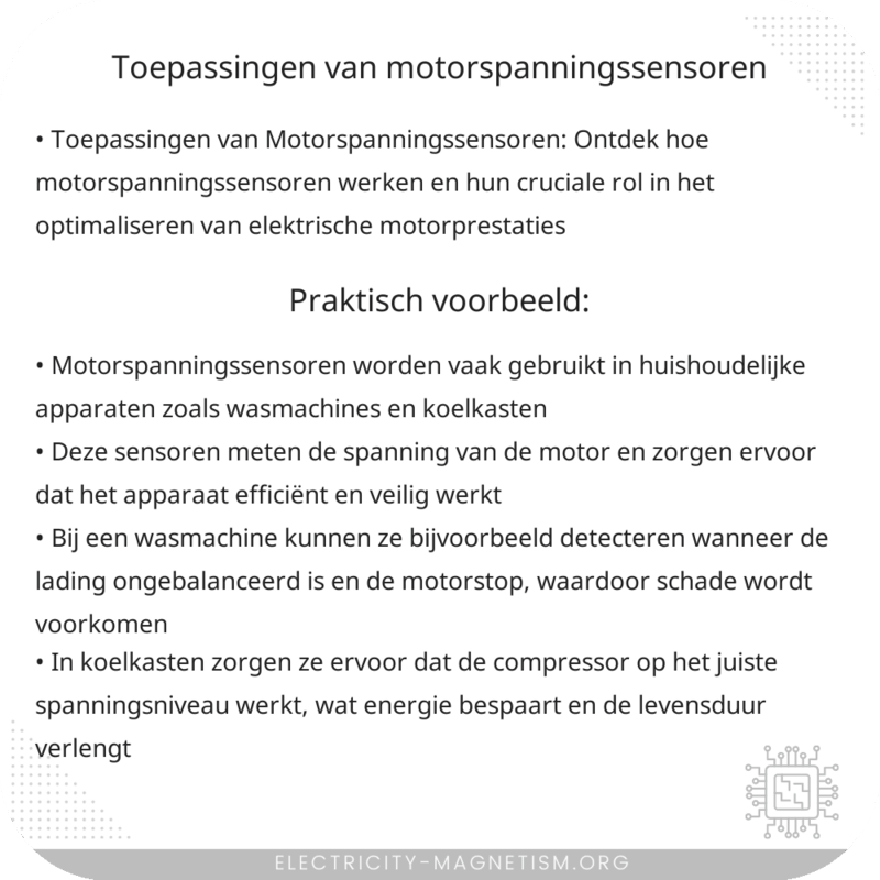 Toepassingen van Motorspanningssensoren