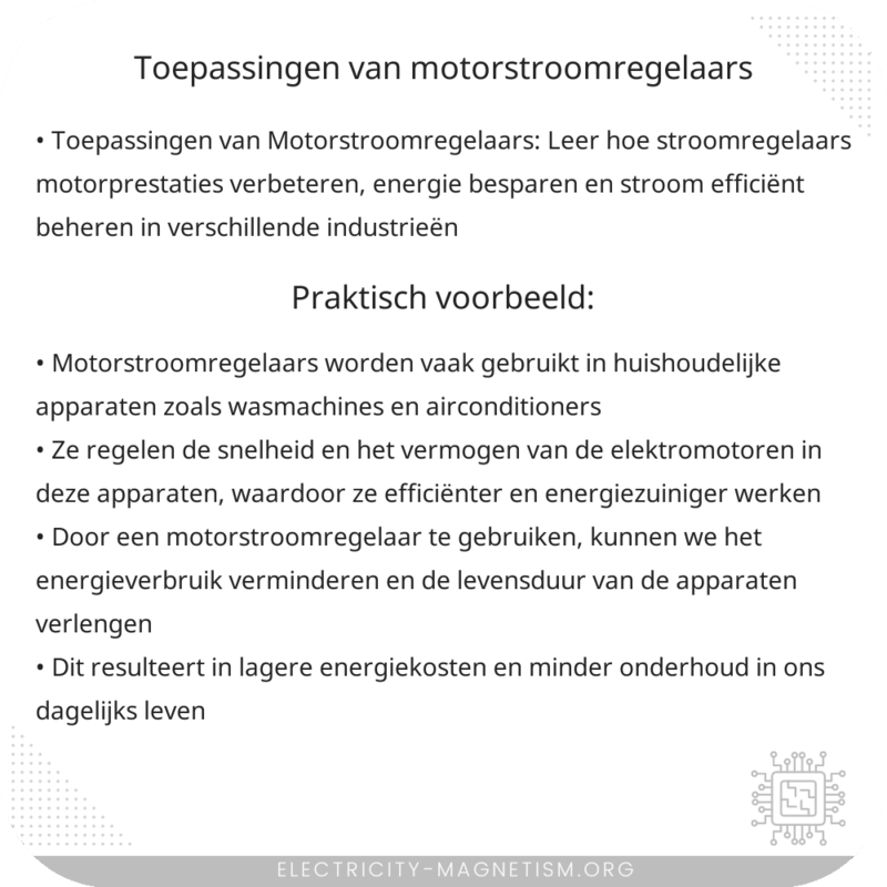 Toepassingen van Motorstroomregelaars
