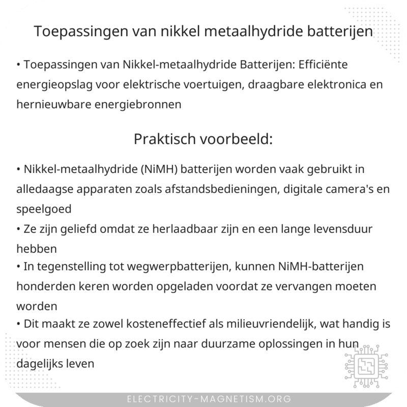 Toepassingen van Nikkel-metaalhydride Batterijen