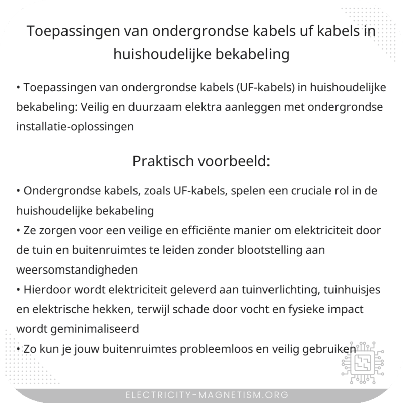 Toepassingen van Ondergrondse Kabels (UF-Kabels) in Huishoudelijke Bekabeling
