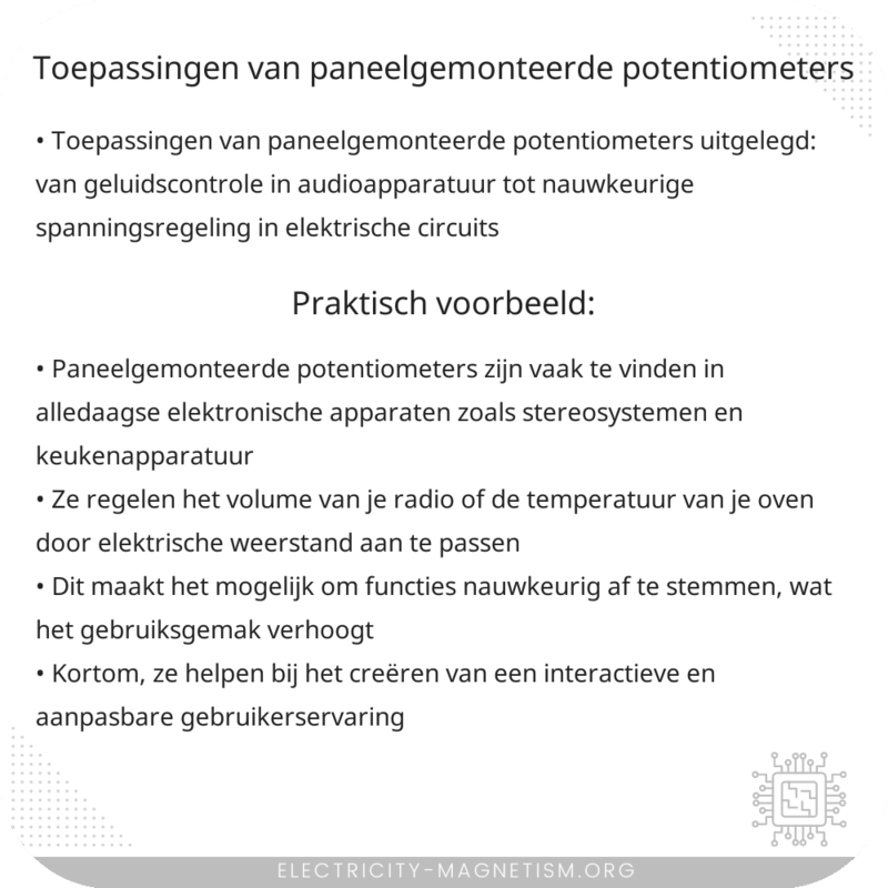 Toepassingen van Paneelgemonteerde Potentiometers