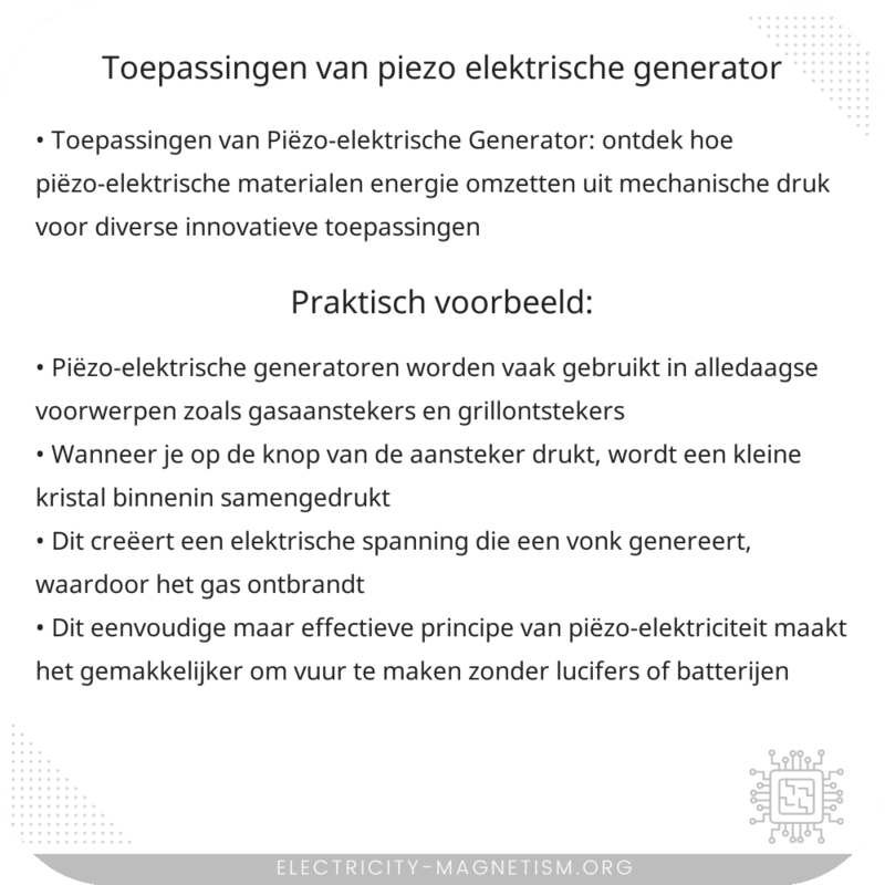 Toepassingen van Piëzo-elektrische Generator