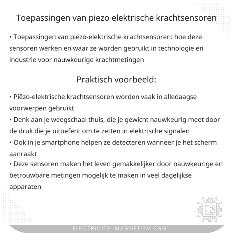 Toepassingen van Piëzo-elektrische Krachtsensoren