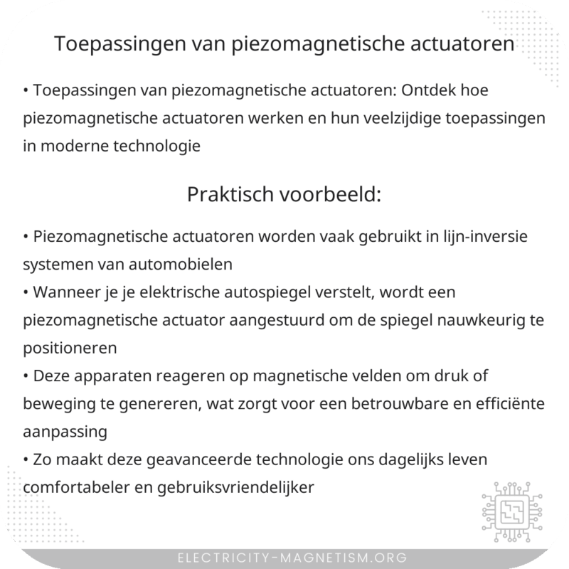 Toepassingen van Piezomagnetische Actuatoren
