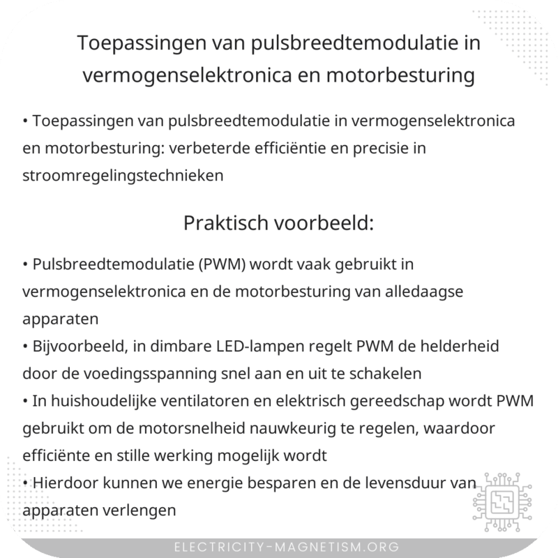 Toepassingen van pulsbreedtemodulatie in vermogenselektronica en motorbesturing
