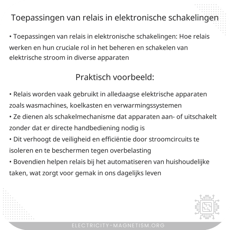Toepassingen van relais in elektronische schakelingen