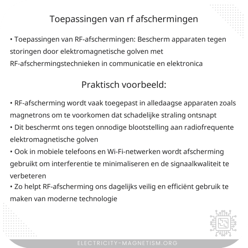Toepassingen van RF-afschermingen
