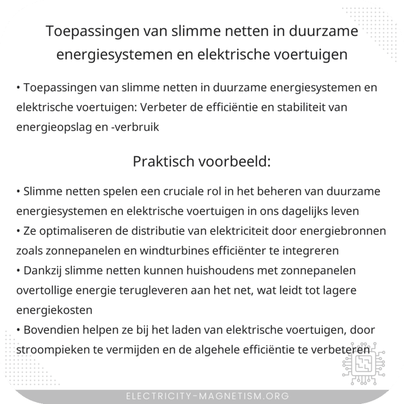 Toepassingen van slimme netten in duurzame energiesystemen en elektrische voertuigen