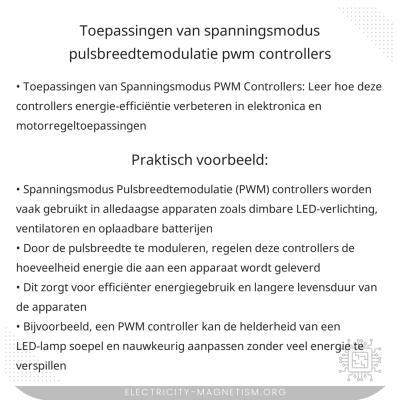 Toepassingen van Spanningsmodus Pulsbreedtemodulatie (PWM) Controllers