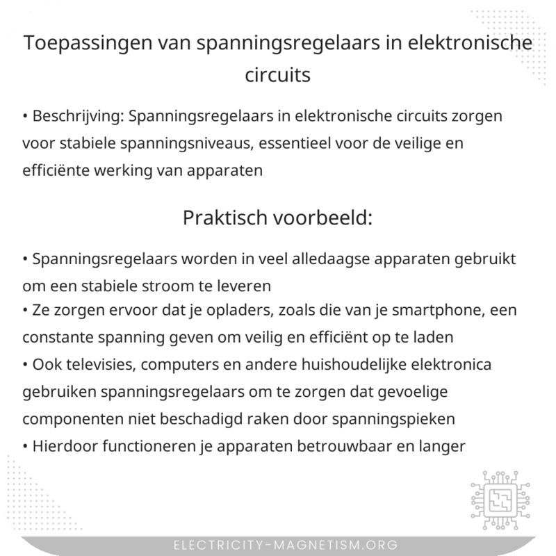 Toepassingen van spanningsregelaars in elektronische circuits