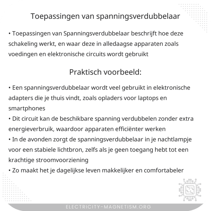 Toepassingen van Spanningsverdubbelaar