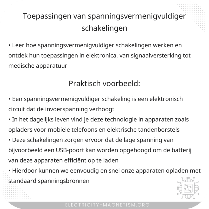 Toepassingen van spanningsvermenigvuldiger schakelingen