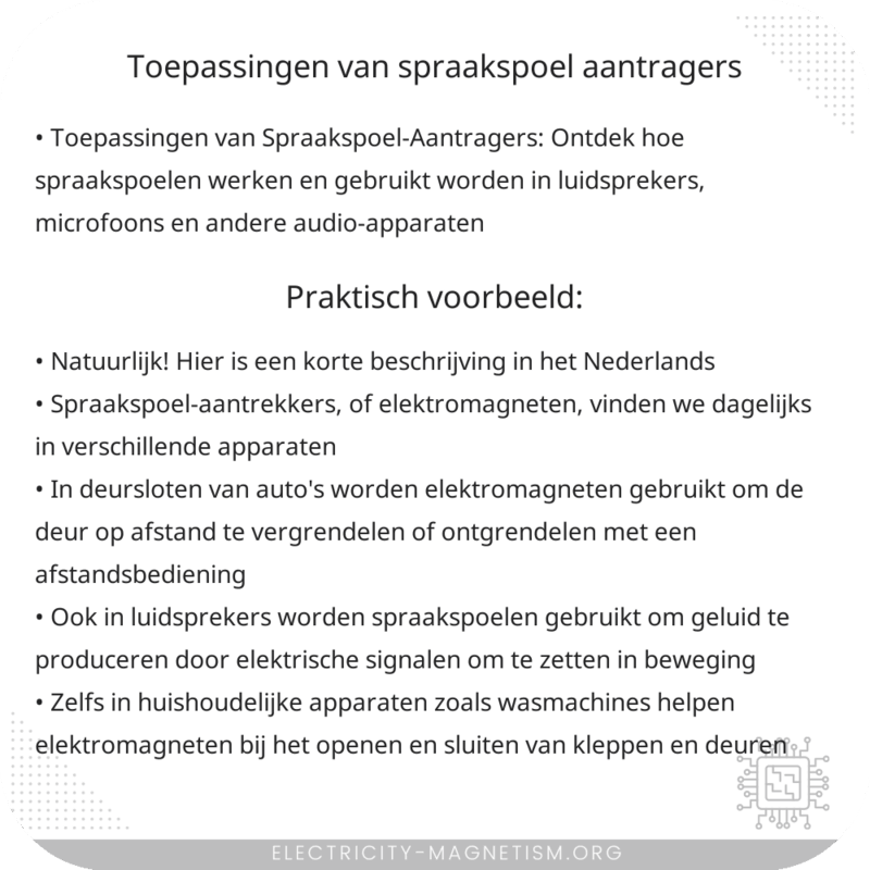 Toepassingen van Spraakspoel-Aantragers