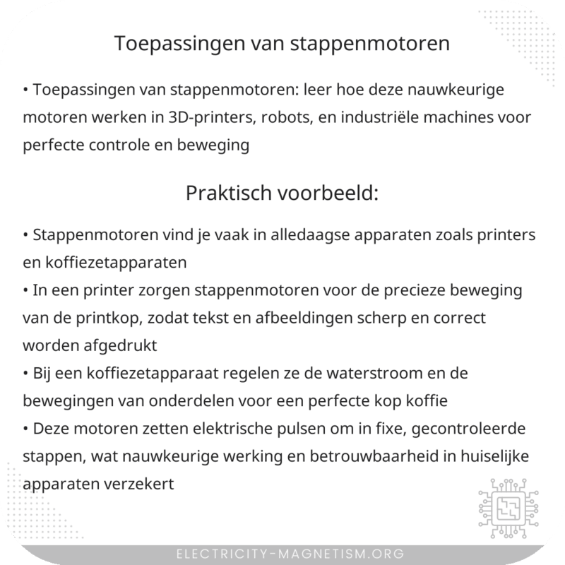 Toepassingen van Stappenmotoren