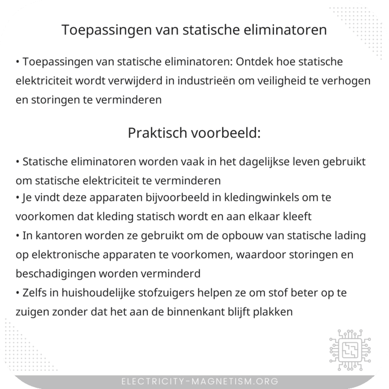Toepassingen van statische eliminatoren