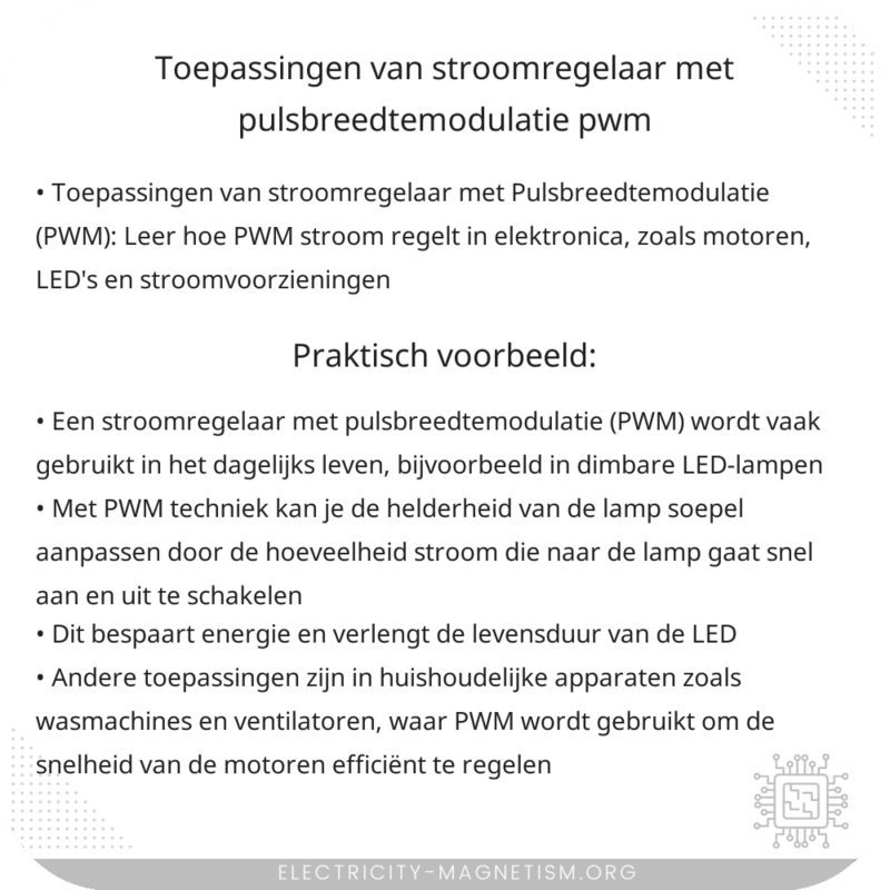 Toepassingen van Stroomregelaar met Pulsbreedtemodulatie (PWM)