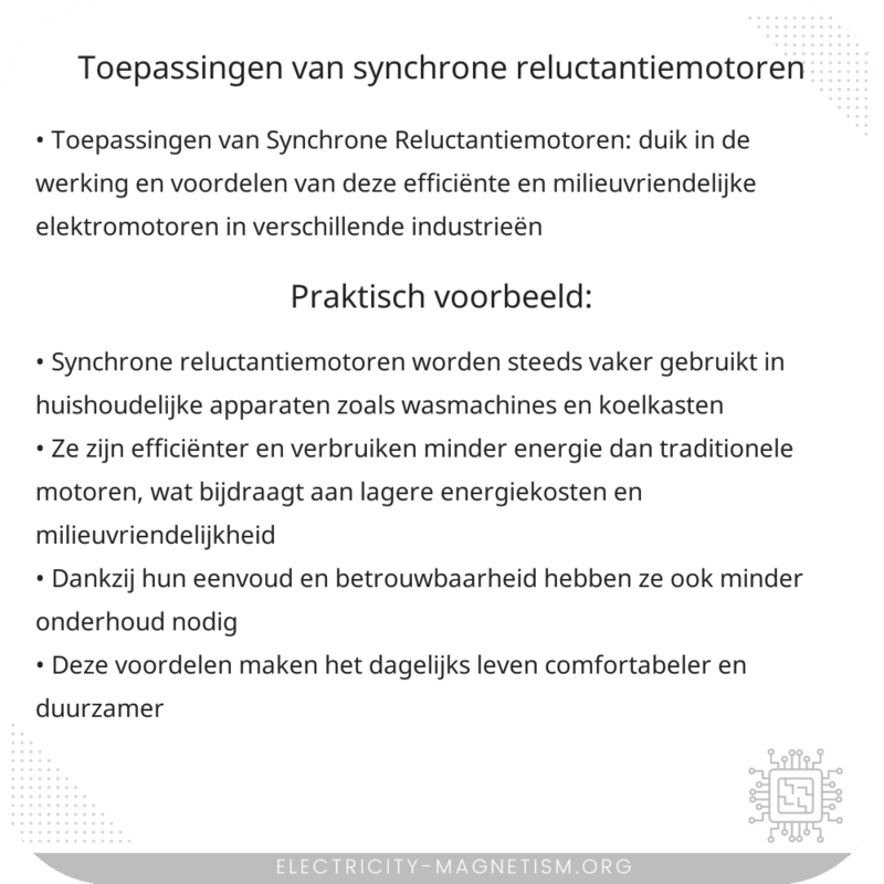 Toepassingen van Synchrone Reluctantiemotoren