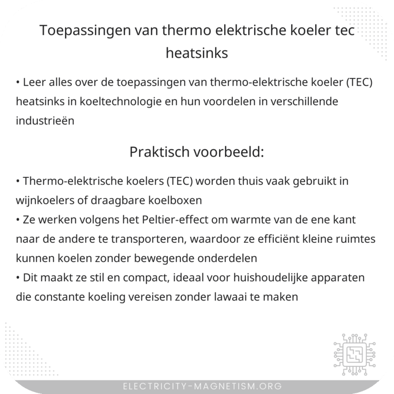 Toepassingen van Thermo-elektrische Koeler (TEC) Heatsinks