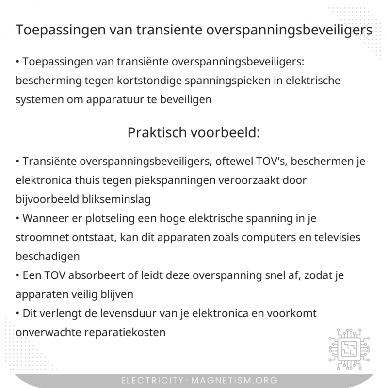 Toepassingen van Transiënte Overspanningsbeveiligers