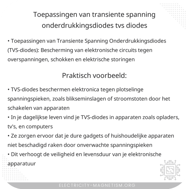Toepassingen van Transiente Spanning Onderdrukkingsdiodes (TVS-diodes)
