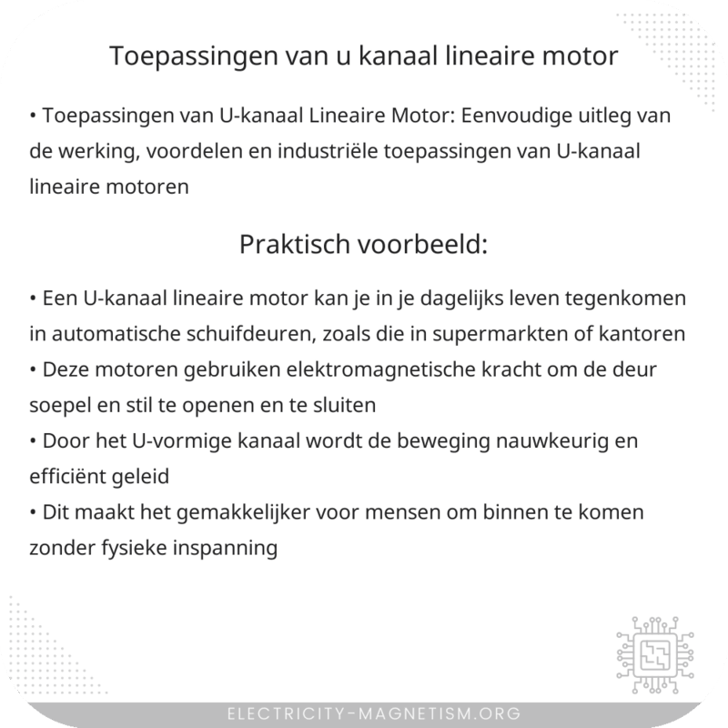 Toepassingen van U-kanaal Lineaire Motor