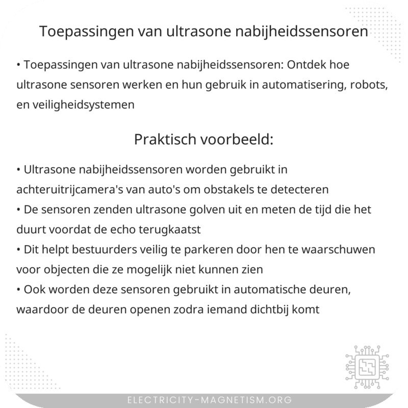 Toepassingen van Ultrasone Nabijheidssensoren