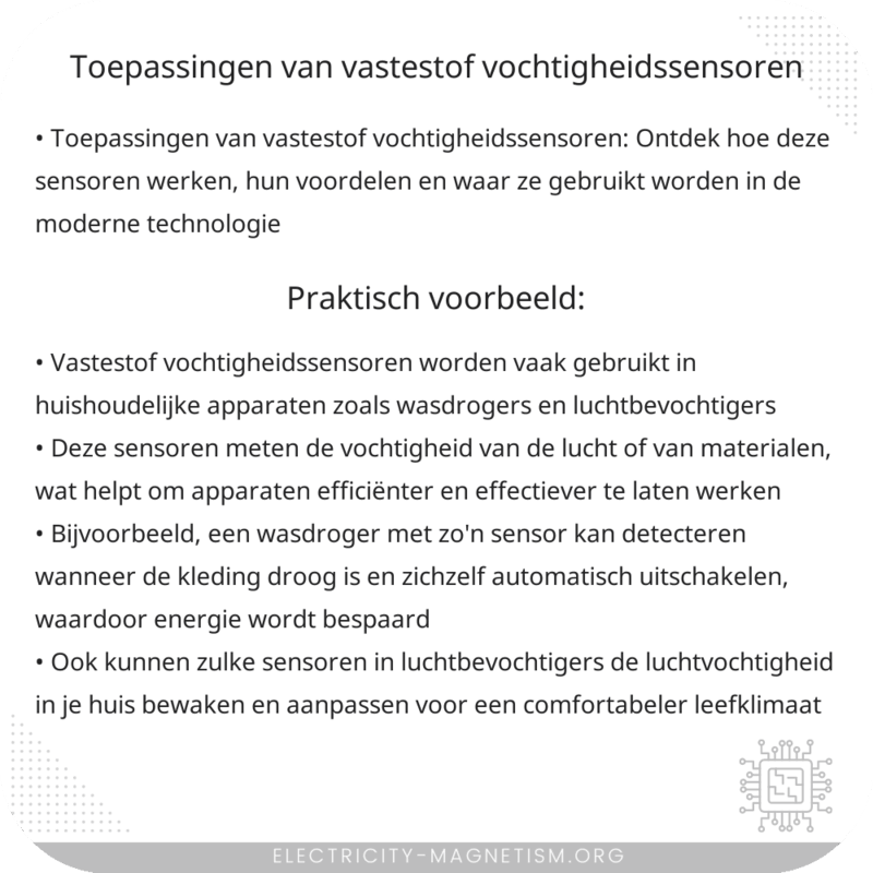 Toepassingen van Vastestof Vochtigheidssensoren