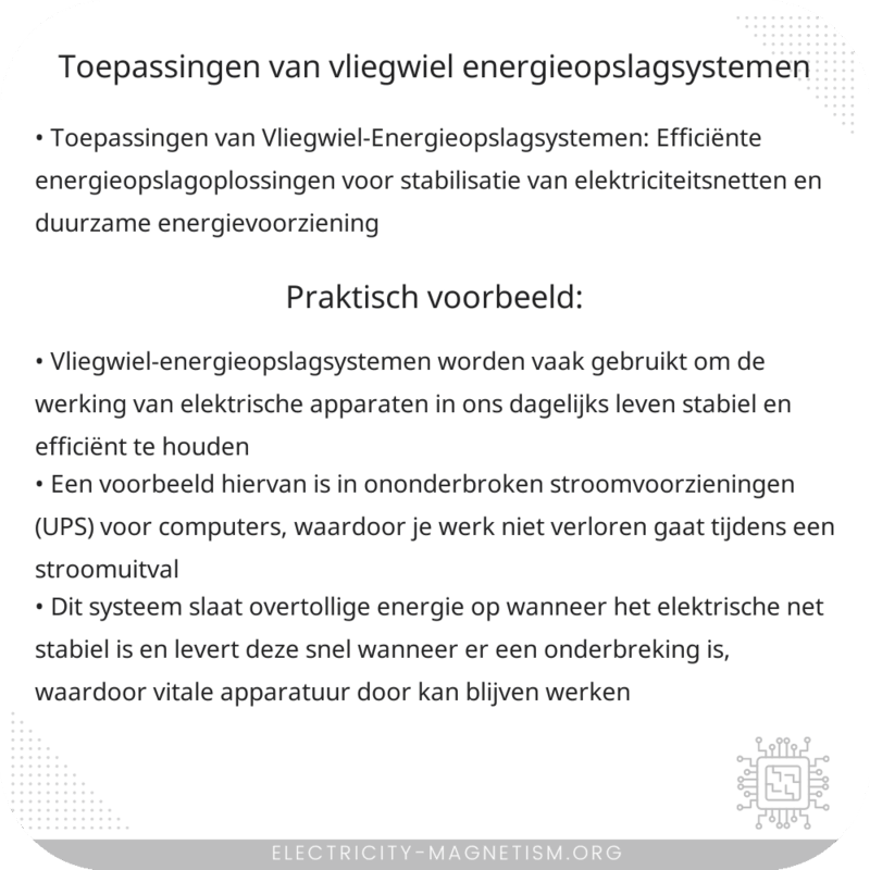 Toepassingen van Vliegwiel-Energieopslagsystemen