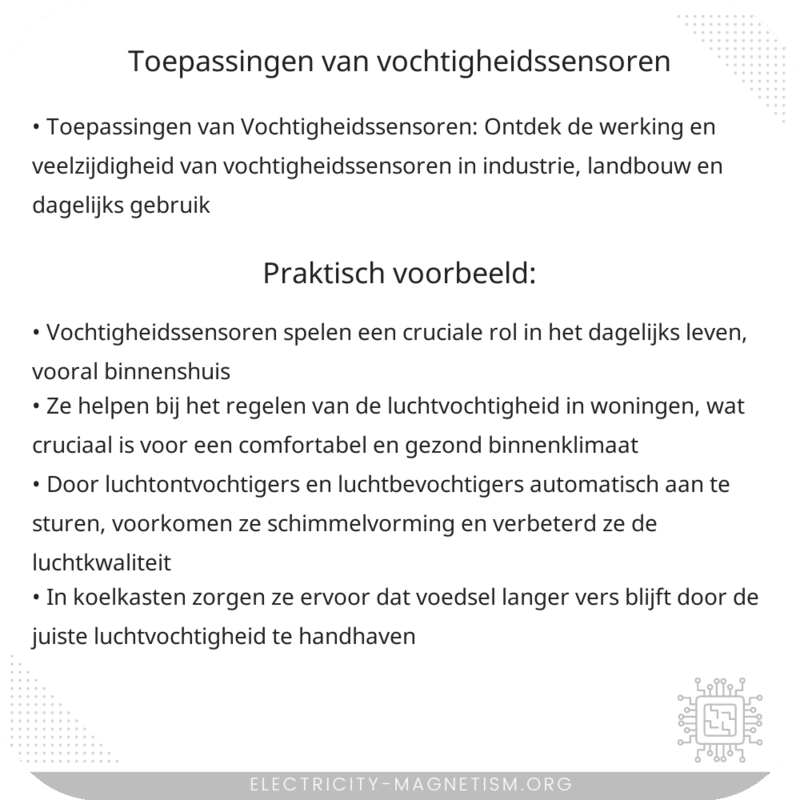 Toepassingen van Vochtigheidssensoren