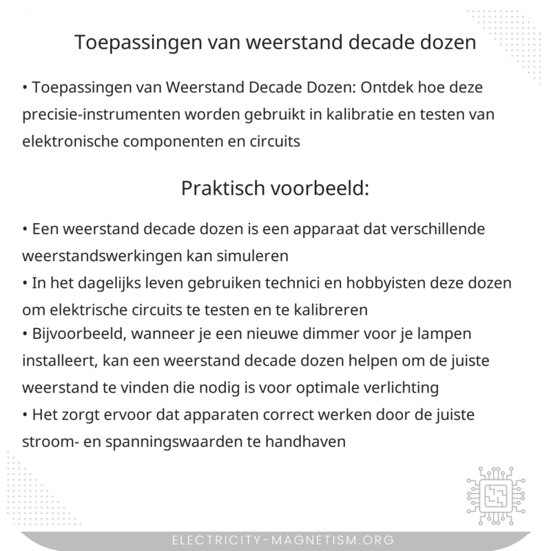 Toepassingen van Weerstand Decade Dozen