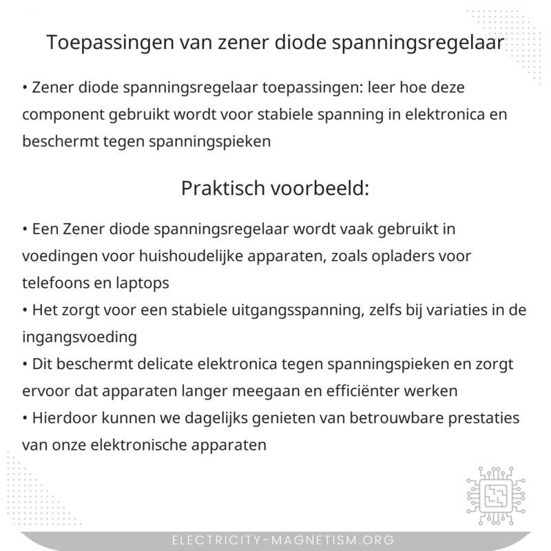 Toepassingen van Zener Diode Spanningsregelaar