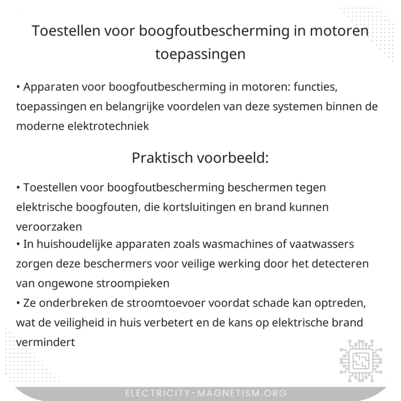 Toestellen voor boogfoutbescherming in motoren | Toepassingen