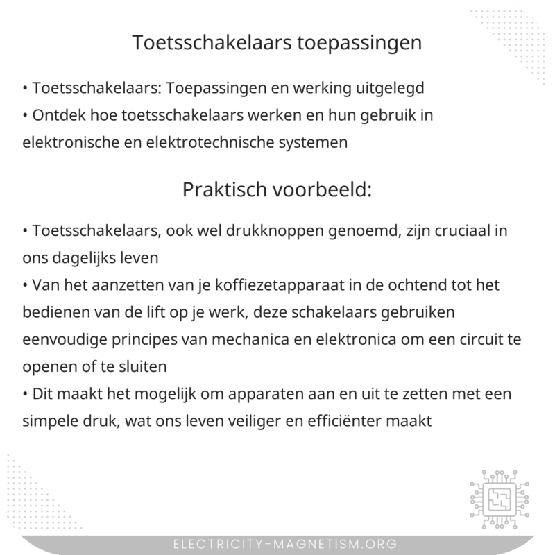 Toetsschakelaars | Toepassingen