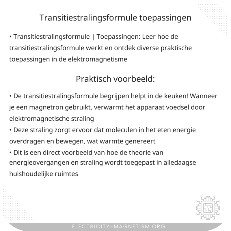 Transitiestralingsformule | Toepassingen