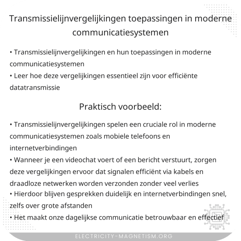 Transmissielijnvergelijkingen | Toepassingen in Moderne Communicatiesystemen
