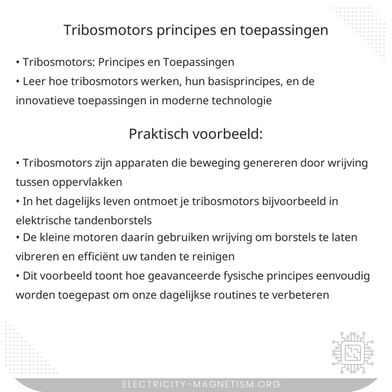 Tribosmotors | Principes en Toepassingen