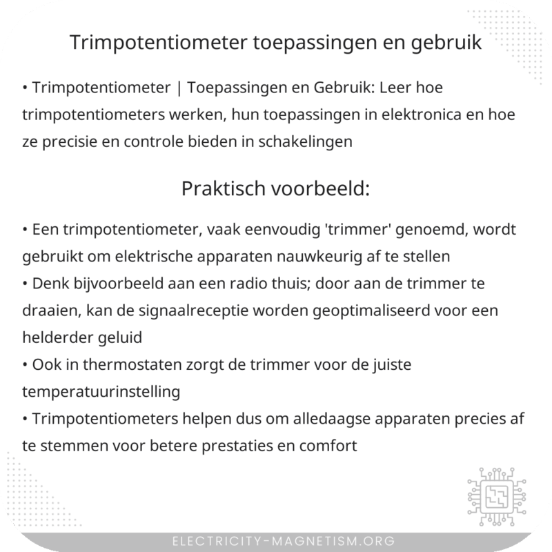 Trimpotentiometer | Toepassingen en Gebruik