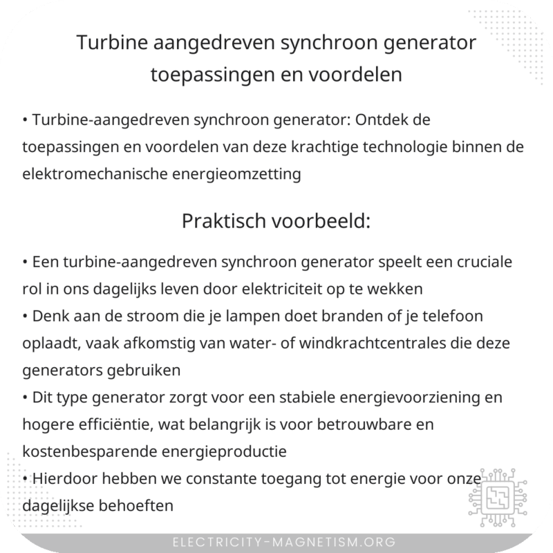Turbine-Aangedreven Synchroon Generator | Toepassingen en Voordelen