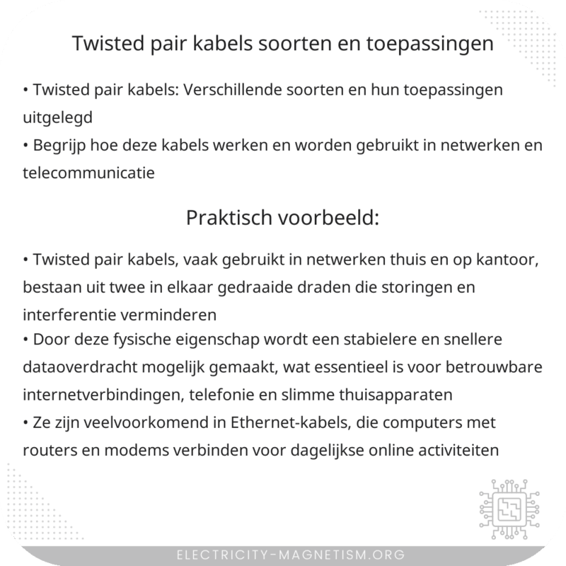 Twisted Pair Kabels | Soorten en Toepassingen
