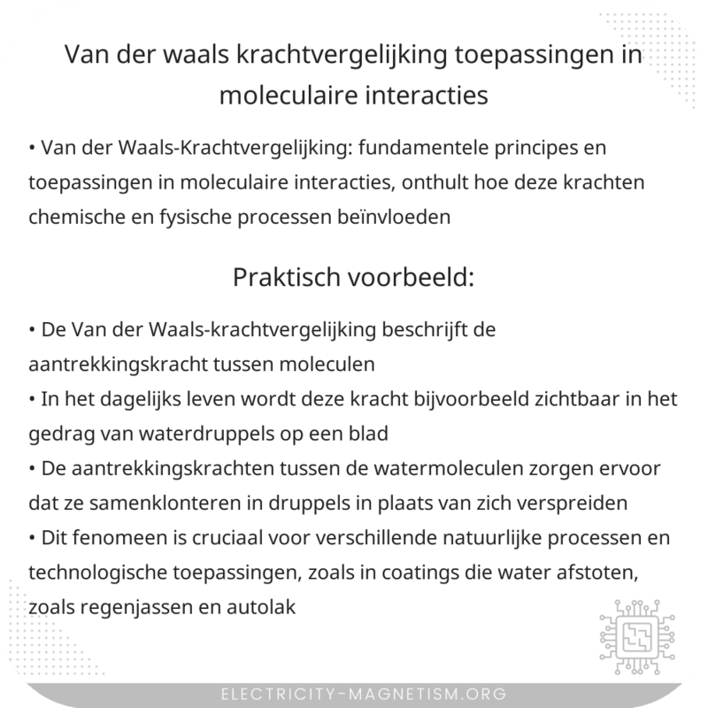 Van der Waals-Krachtvergelijking | Toepassingen in Moleculaire Interacties