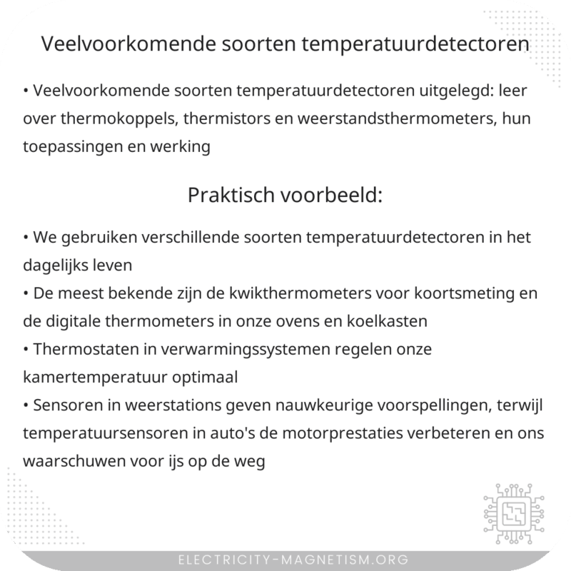 Veelvoorkomende Soorten Temperatuurdetectoren
