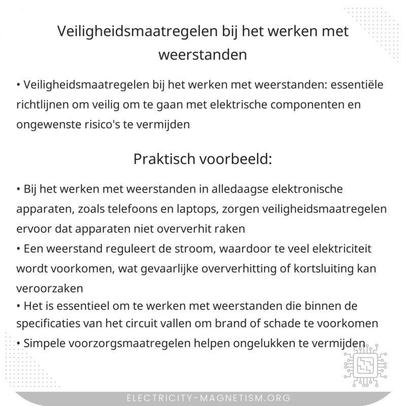 Veiligheidsmaatregelen bij het werken met weerstanden
