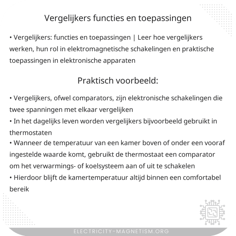 Vergelijkers | Functies en Toepassingen