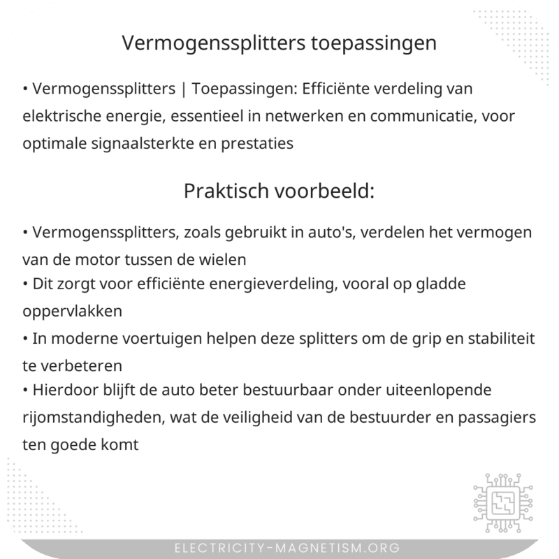 Vermogenssplitters | Toepassingen