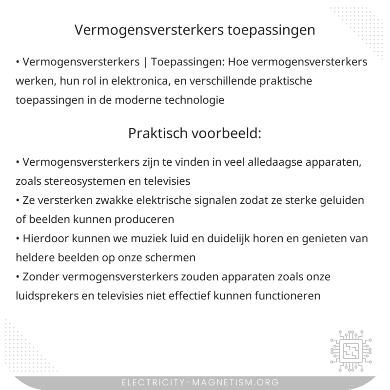 Vermogensversterkers | Toepassingen