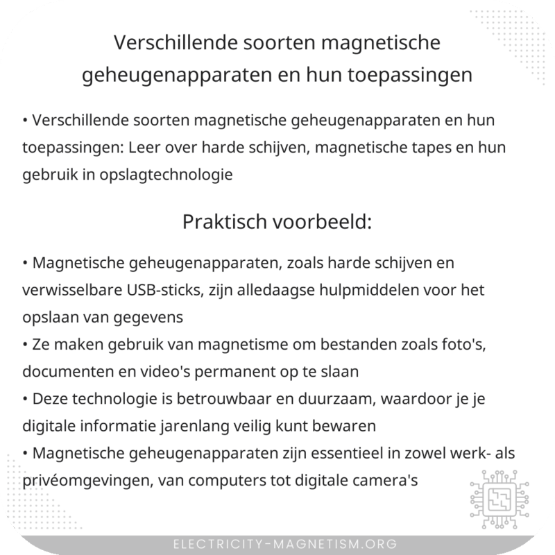 Verschillende soorten magnetische geheugenapparaten en hun toepassingen