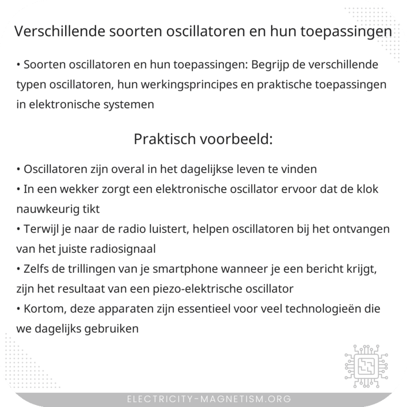 Verschillende soorten oscillatoren en hun toepassingen