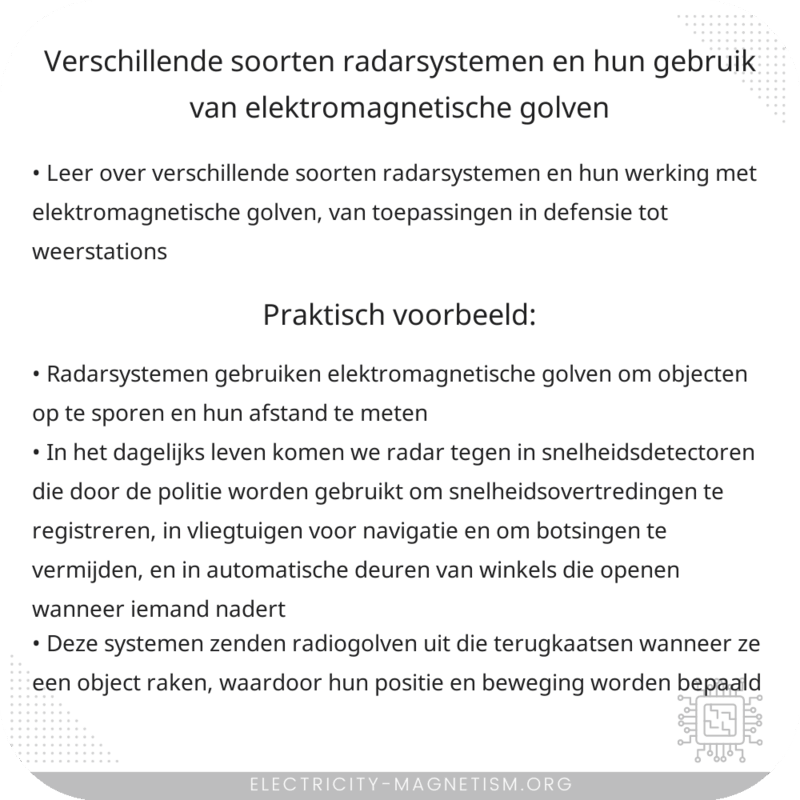 Verschillende soorten radarsystemen en hun gebruik van elektromagnetische golven