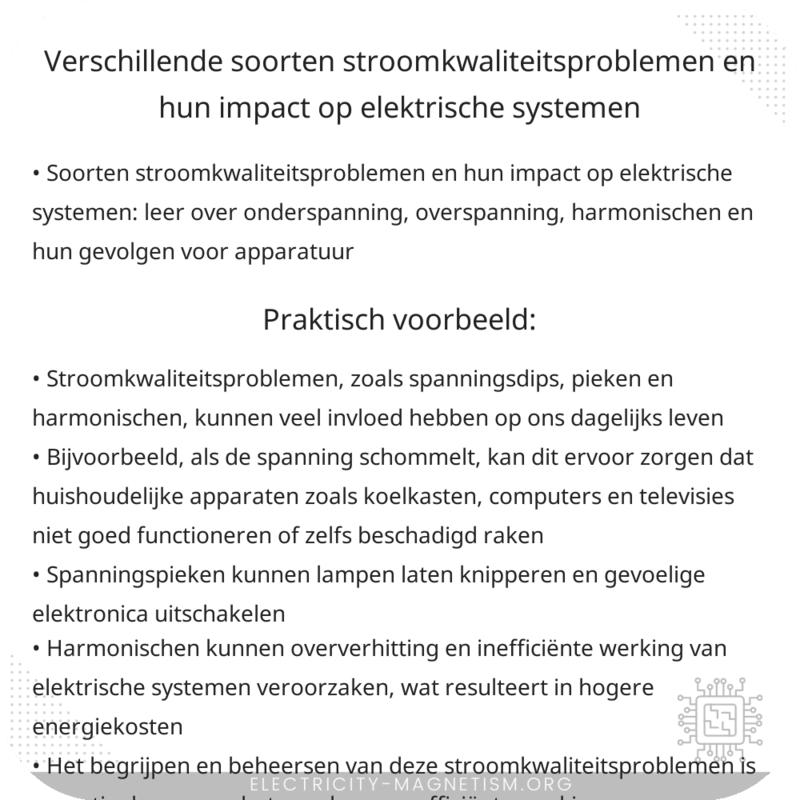Verschillende soorten stroomkwaliteitsproblemen en hun impact op elektrische systemen