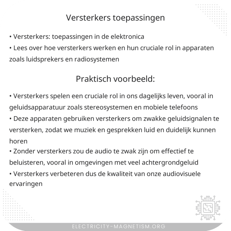 Versterkers | Toepassingen